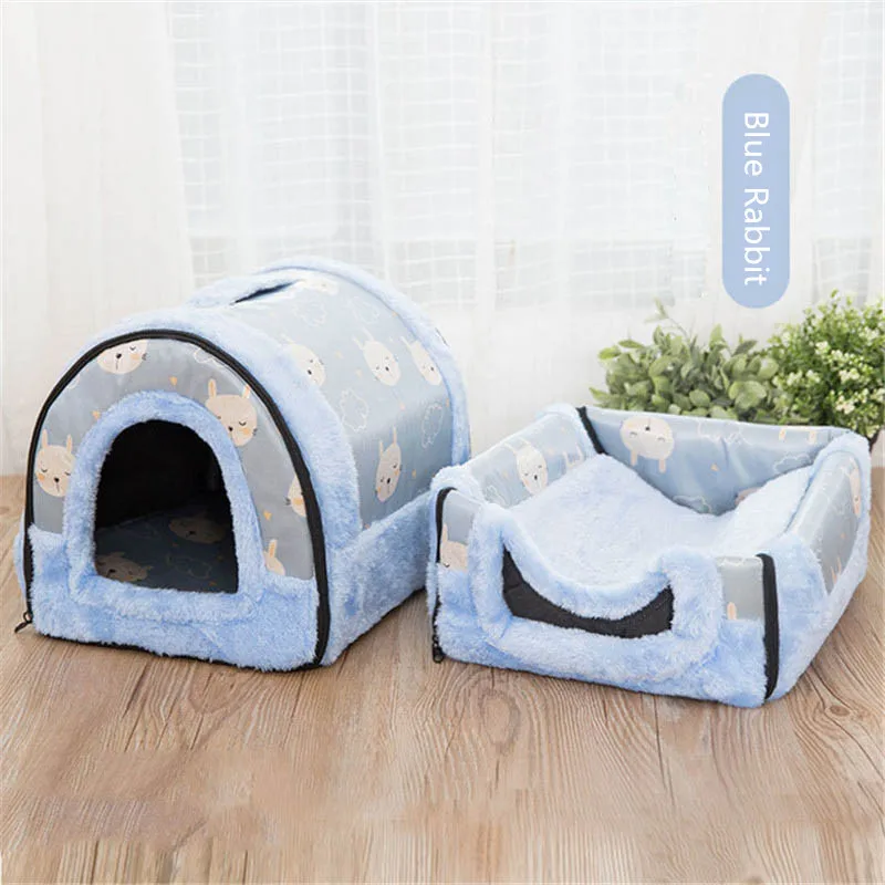 Blue Rabbit House Домик для питомца, Конура матрас для собачьей лежанки кошка палатка-гнездо Теплый Щенок кролик Лежанка-домик складная корзина для животных кроватка для кота Лежанка для собаки - Цвет: Blue Rabbit House