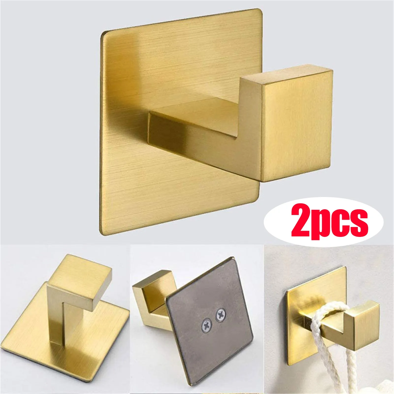 

Towel Holder Gold No-drilling Self-adhesive Bathroom Towel Rack 60 Cm Door Wall For Kitchen Brushed Stainless Steel For Gluing