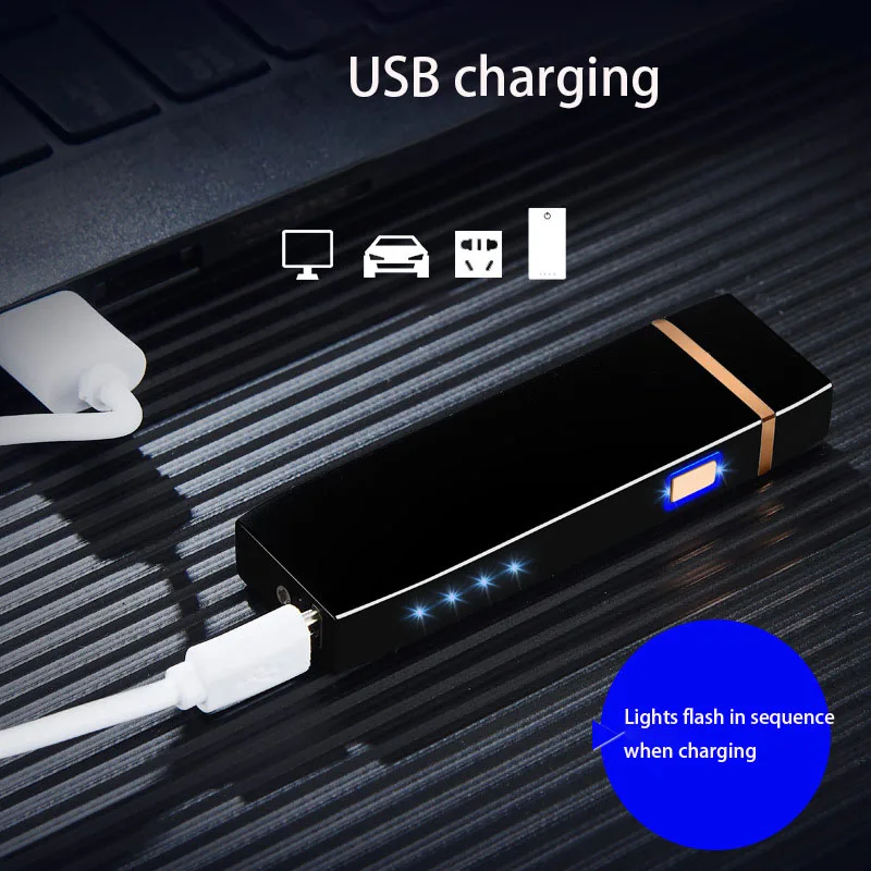 Новая двойная дуговая Электронная Зажигалка USB металлическая перезаряжаемая