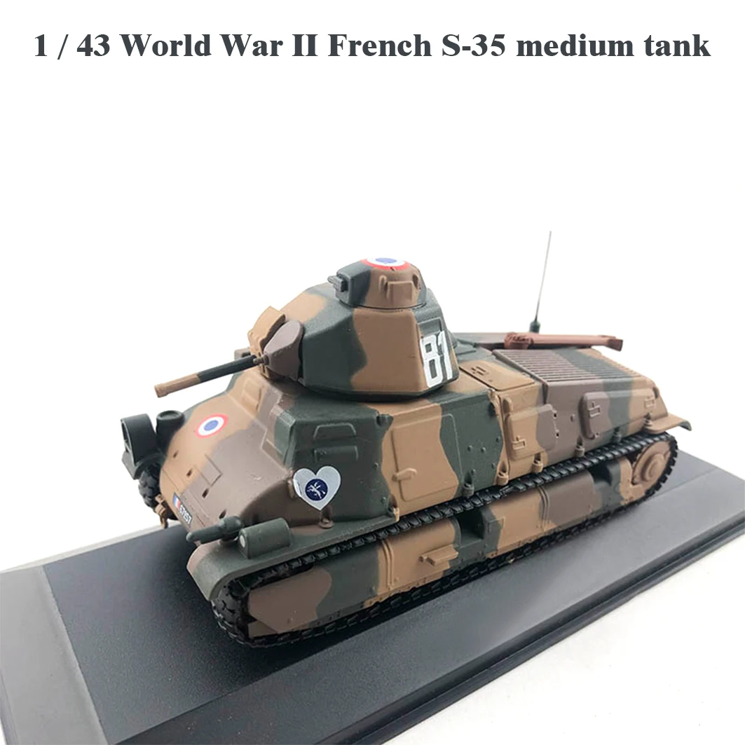 

Rare 1 / 43 World War II French S-35 medium tank 1940 Alloy tank model Collection model