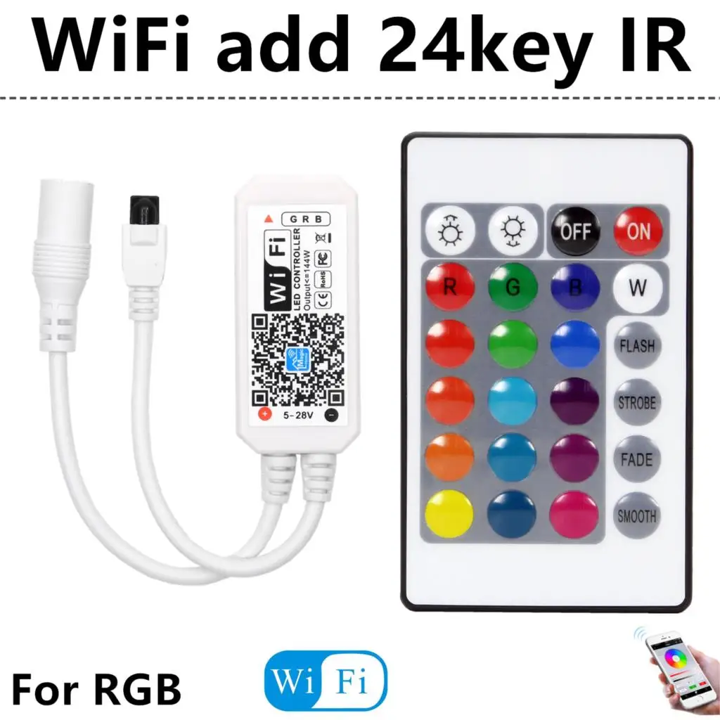 Светодиодный контроллер, светодиодный ИК rgb контроллер, светодиодный контроллер, ИК пульт дистанционного управления, 12 В постоянного тока для RGB 3528 5050, светодиодная лента