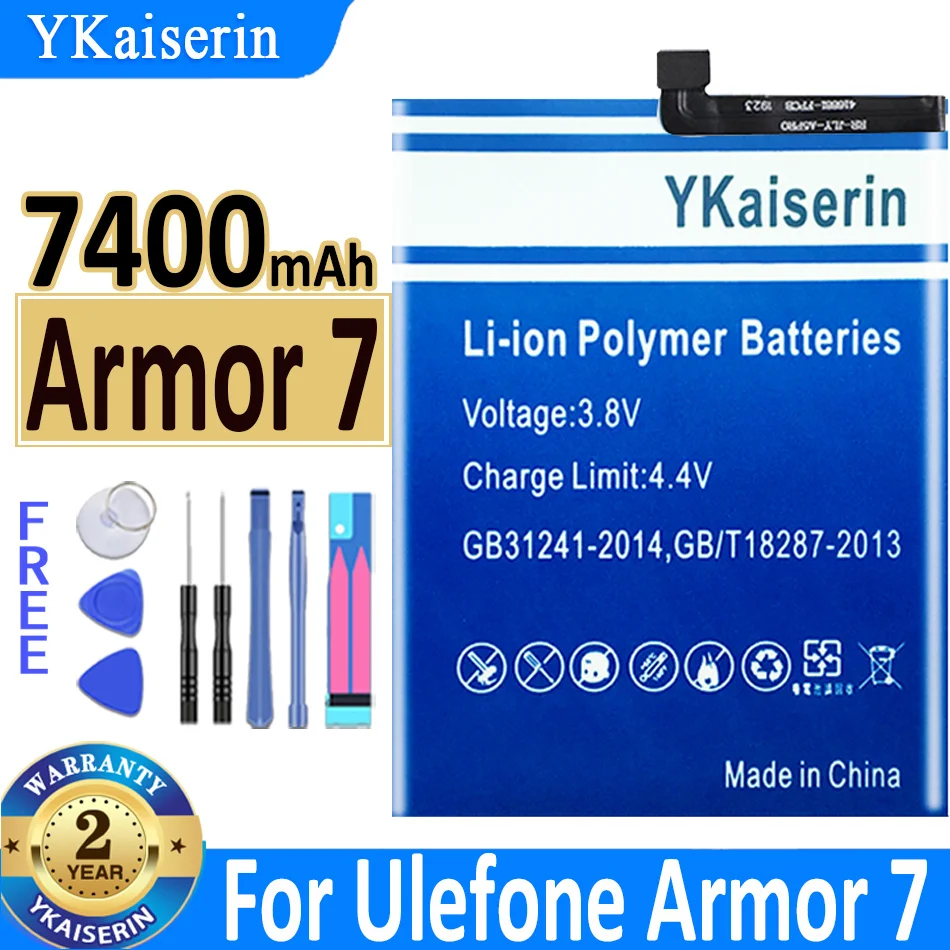 

Аккумулятор ykaisсеребрин 7400 мАч для Ulefone Armor 7 Armor7, аккумуляторы 6,3 дюймов