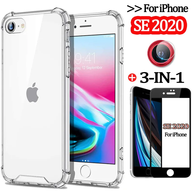 capa стекло+чехол для iphone se 2020 apple se2 смартфон чехол на айфон се 2 чехлы телефонов