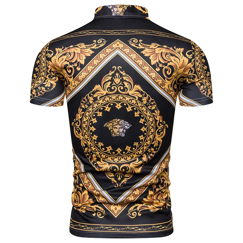 

Summer Men European and American Court Style Printe Short Sleeve Polo Shirt Pl99