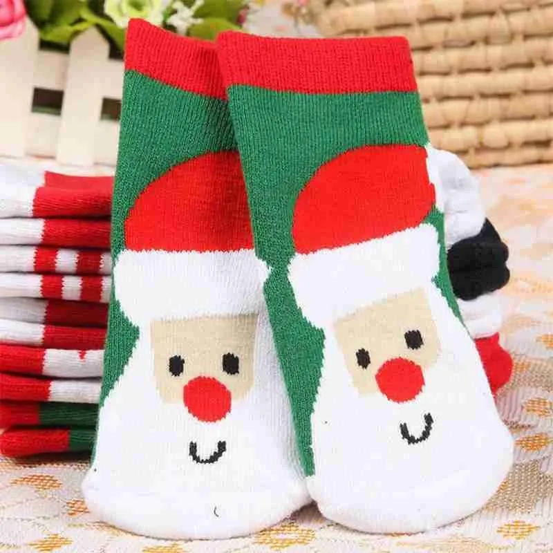 

6Pairs Cotton Spring Winter Autumn Baby Girls Boys Kids Socks Children Striped Terry Snowflake Elk Santa Claus Christmas Bear