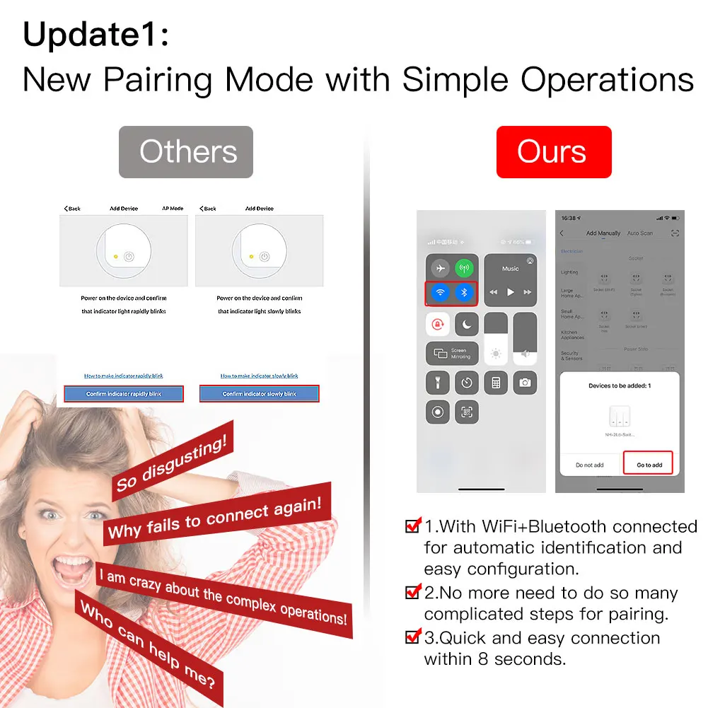 Новый WiFi смарт светильник RF433 без нейтральной проволоки с одним огнем Smart Life Tuya App