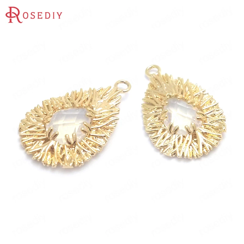 4 шт. латунные подвески в форме капли 24 к|Подвески| |