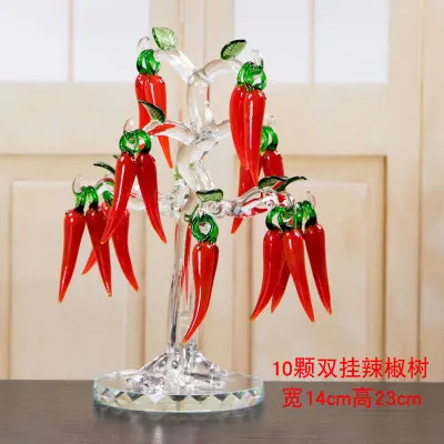 10pcs Doulbe-hang Кристалл творческий день Чили дерево красные огненные украшения винный шкаф гостиная Свадебные украшения домашний декор стола - Цвет: 10pcs Doulbe-hang
