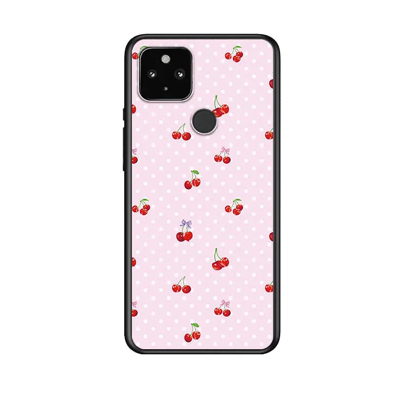 

Pink Cherries for Google Pixel 5 Pixel 4a 5G Pixel 4a Pixel 4 Pixel 4 XL Silicone Soft Black Phone Case Cover