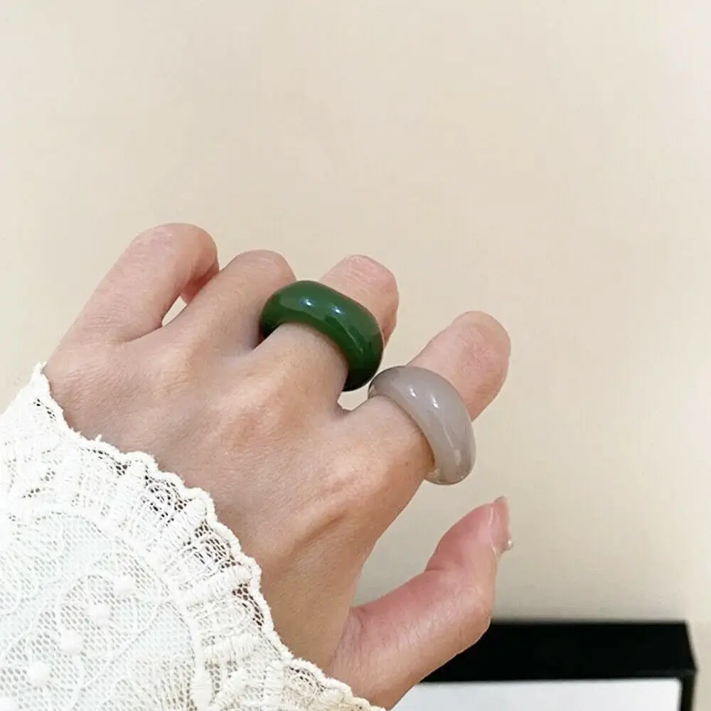 

2021 New Transparent Resin Acrylic Rhinestone Colourful Geometric Square Round Rings Set for Women Jewelry Party Gifts