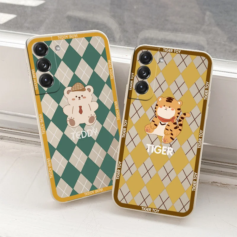 

Plaid Tiger Case For Samsung Galaxy S21 S22 S20 FE S10 S9 Ultra Plus S10e Note 20 ultra 10 9 Plus Shockproof Soft Phone Cover