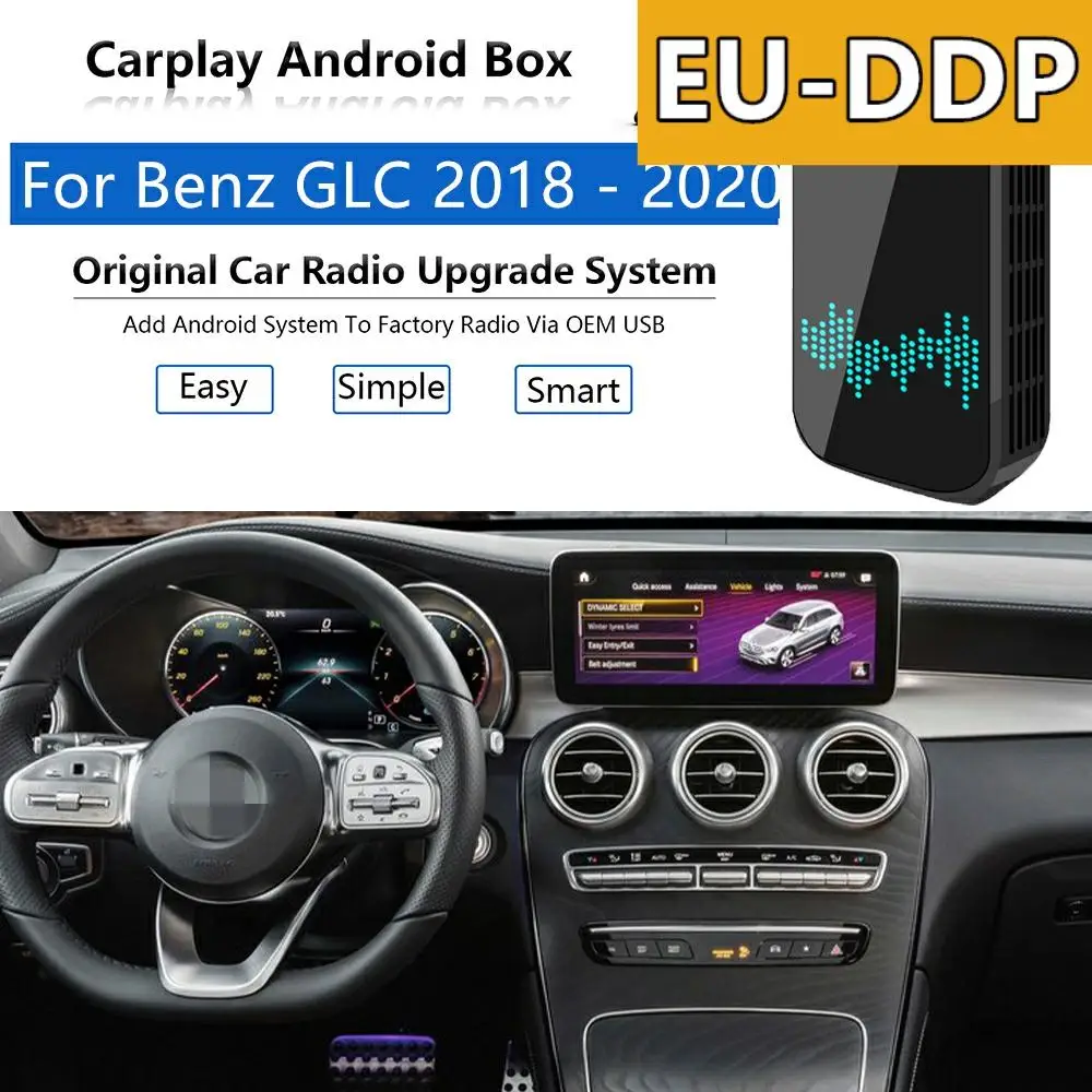 

Радио Carplay Обновление Android Авто Аудио для Mercedes Benz GLC 2018 - 2020 Apple Беспроводная коробка автомобильный мультимедийный плеер Mirror Link