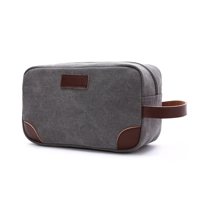 

Korean-Style Thick Casual Canvas Bag Solid Color Portable Coin Purse for Both Men and Women Storage Bag Makeup Bag