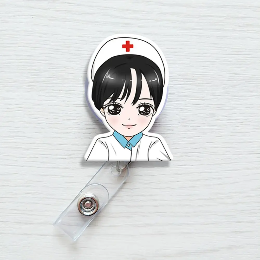 

Cartoon Badge Holder Mini Retractable Badge Reel Nurse Lanyards ID Name Card Badge Holder Clip Student Nurse Badge Holder pin