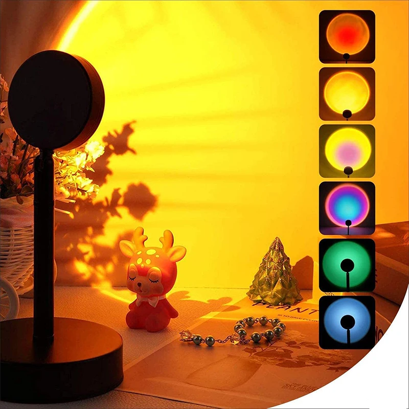 Красочный закат проекционный светильник RGB светодиодный ночник Радуга атмосфера