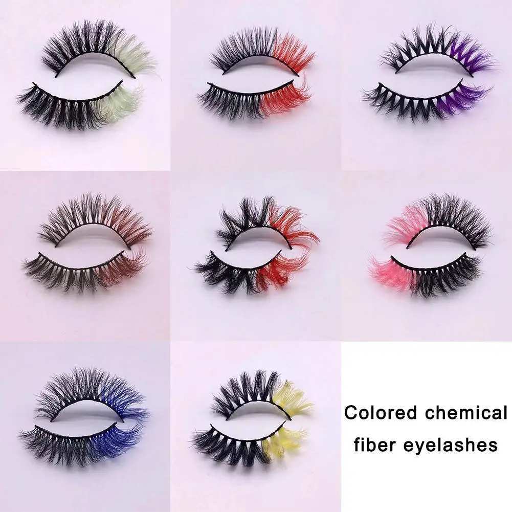 

3D Цветные накладные ресницы, натуральный длинный цвет, яркие ресницы, драматический макияж, накладные ресницы вечерние праздничные цветные...