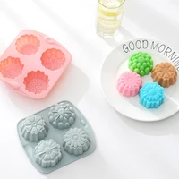 4 cells flower style pudding jelly cake molds high quality silicone pastry chocolate mold diy biscuitpastryjelly mould