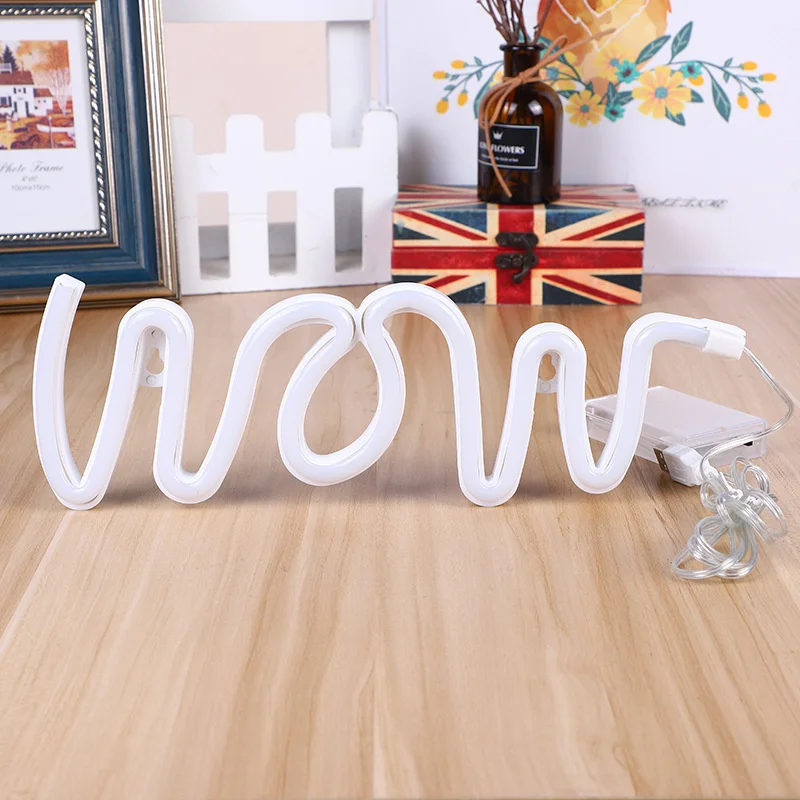 

WOW Style LED Neon Light Wall Hanging Art Sign Bedroom Decoration Night Lamp Home Party Holiday Decor Xmas Gift Led Signs