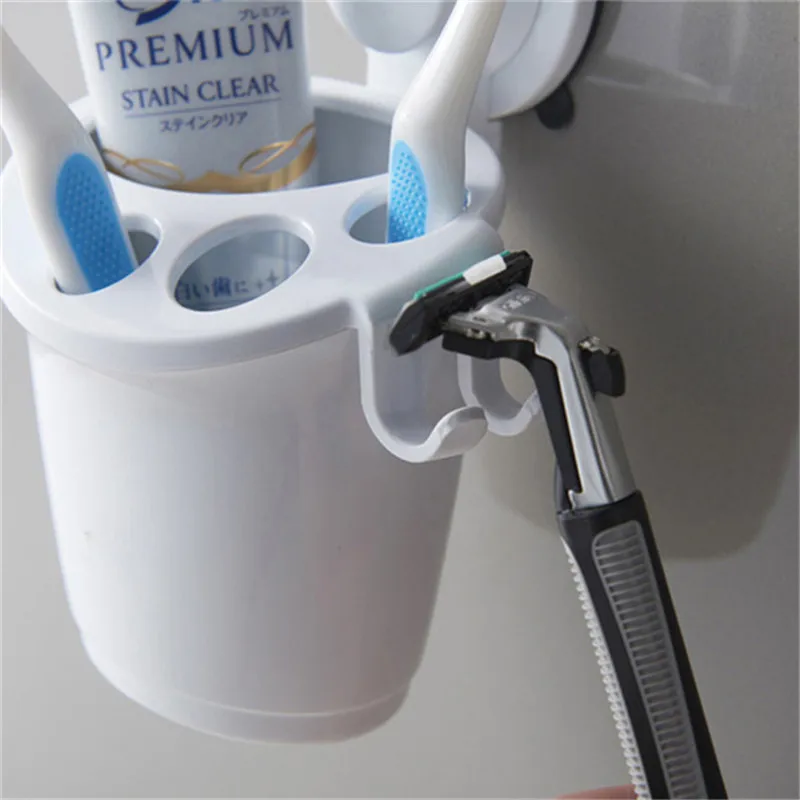 Многофункциональный настенный держатель для зубных щеток белого цвета Товары