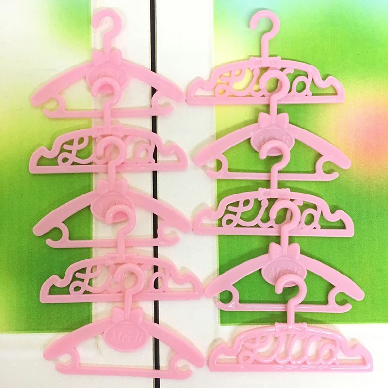 10 шт./лот кукольный домик игрушка мини Смешанная пластиковая розовая вешалка