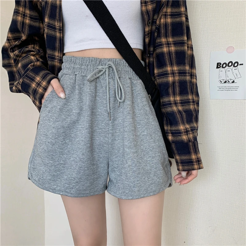 Шорты женские повседневные однотонные с высокой талией модные Универсальные