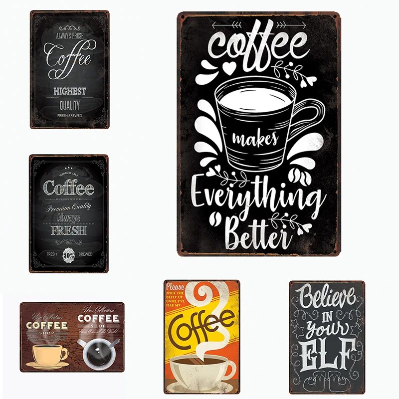 

1 Piece Coffee WiFi Vintage Tin Signs Retro Metal Plaques Sign Cafe Art Bar Pub Home Metal Poster Wall Decor Plates 20*30cm