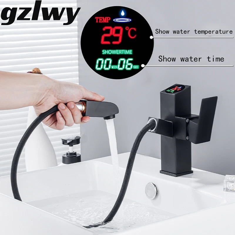 

Brass Black/Chrome Bathroom Faucets Basin Faucet Bathtub Faucet Bathroom Cabinet Wash Basin Hot/Cold Pull-out Bathroom Faucet