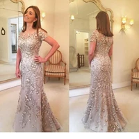 mermaid paillette pearls tip wedding mother the bride evening long dresses formal