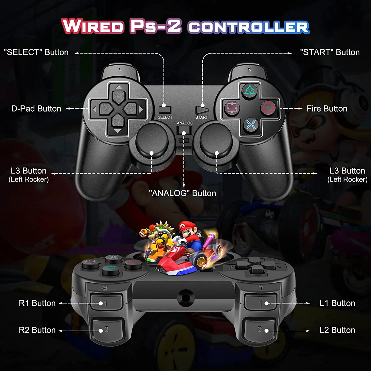 Controller for PS2 Wired Sony Playstation with Dual Vibration USB Joystick Joypad Video Games | Электроника