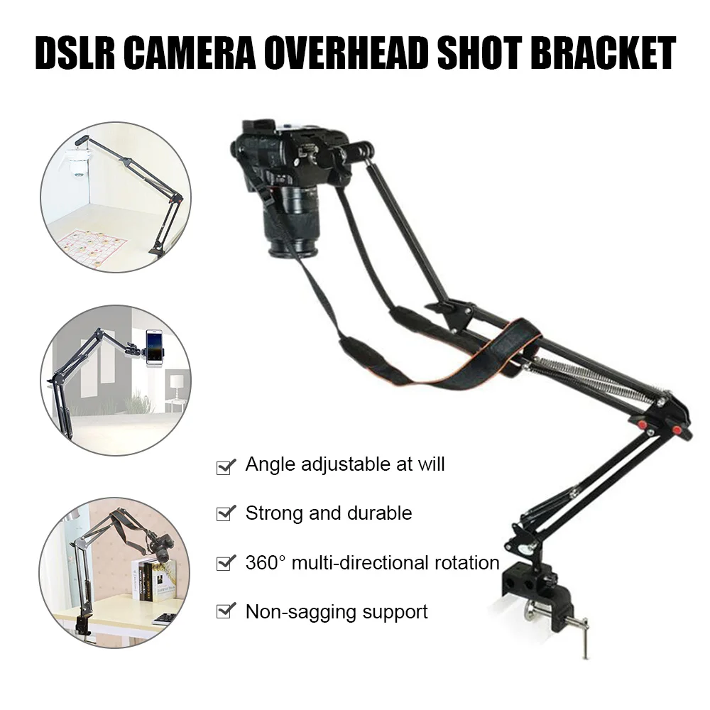 

Camera Holder Table Clamp Set 360 Degree Rotation Desk Mount Camera Arm Clamp Stand for Workbench Kitchen Countertop