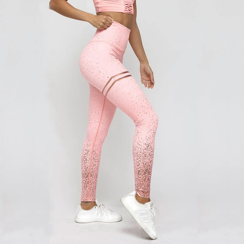 

New Hotsale Women Gold Print Leggings No Transparent Exercise Fitness Leggings Push Up Workout Female Pants