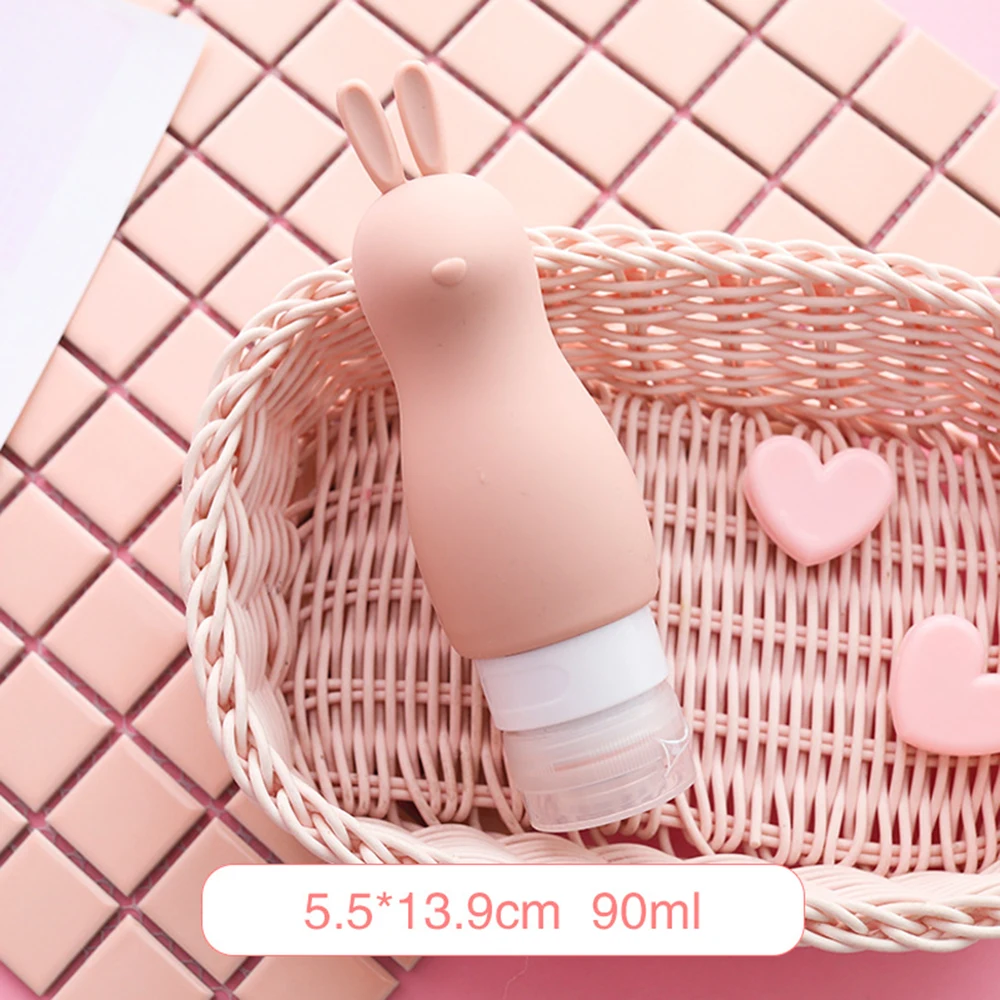 Rabbit flesh Портативная силиконовая бутылка для многоразового использования 90 мл пустой Упаковочный пресс для путешествий для лосьона, шампуня, бутылки, набор косметических легкосжимаемая тара - Цвет: Rabbit flesh
