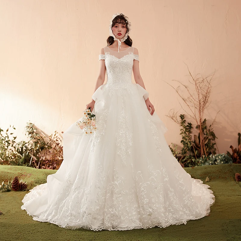 2020 свадебное платье со шнуровкой на спине фантастическое Тюлевое ТРАПЕЦИЕВИДНОЕ