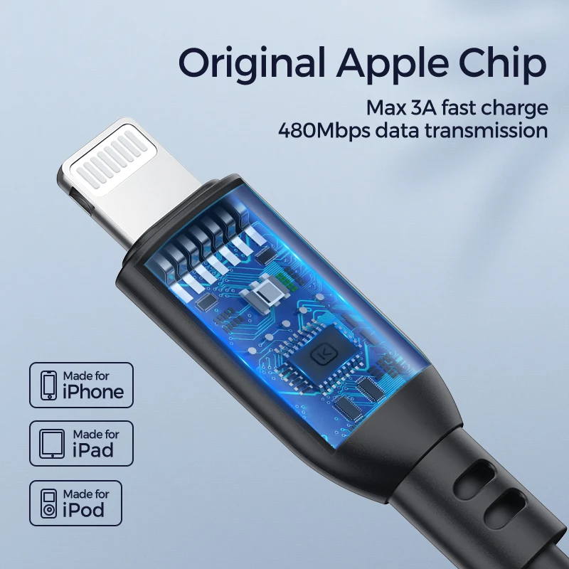 USB кабель KUULAA MFi с разъемом Lightning для iPhone 11 Pro Max X XS 8 XR 18 Вт PD быстрая зарядка Type C Macbook