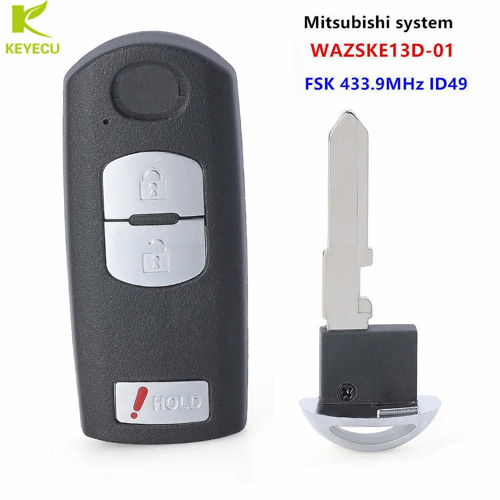 Фото KEYECU сменный дистанционный умный ключ FSK 433 92 MHZ 49 чип для Mazda 3 CX 5 (система Mitsubishi) 2013