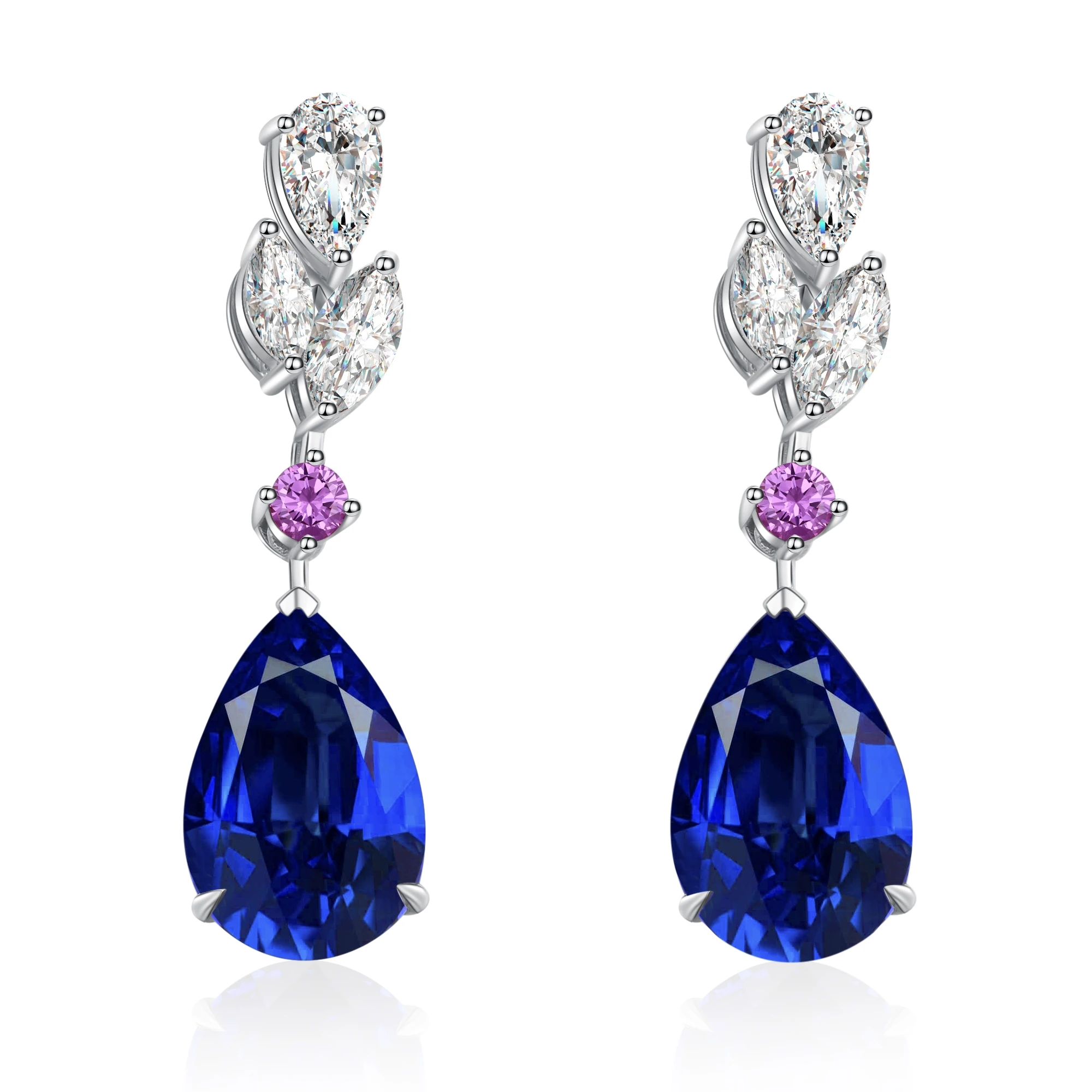 

Zhanhao Charming Sparkle Jewelry 5.42ct 10.5*7mm 9k Gold Lab Grown Sapphire High Quality Pendant Earrings For Women 2021