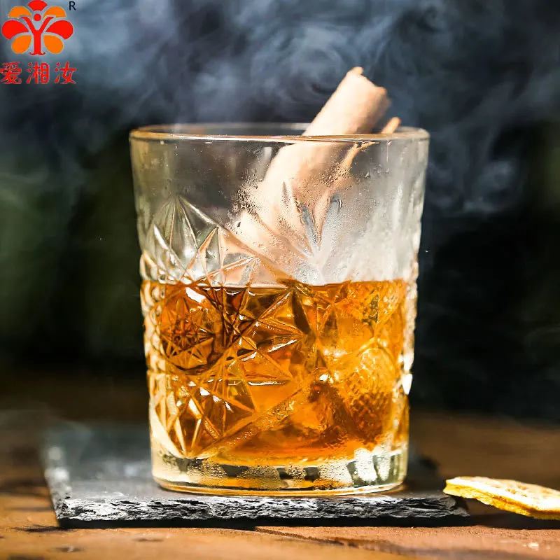 

Aixiangru CzechPattern Series Carved Long Drink Cup Carved Retro Glass Cocktail Glass Haibo Cup Whiskey Cup