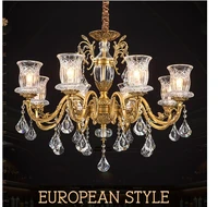 luxury 100 copper chandelier living dining room hotel k9 crystal led pendant light d69cm h59cm ac glass lampshade hanging light