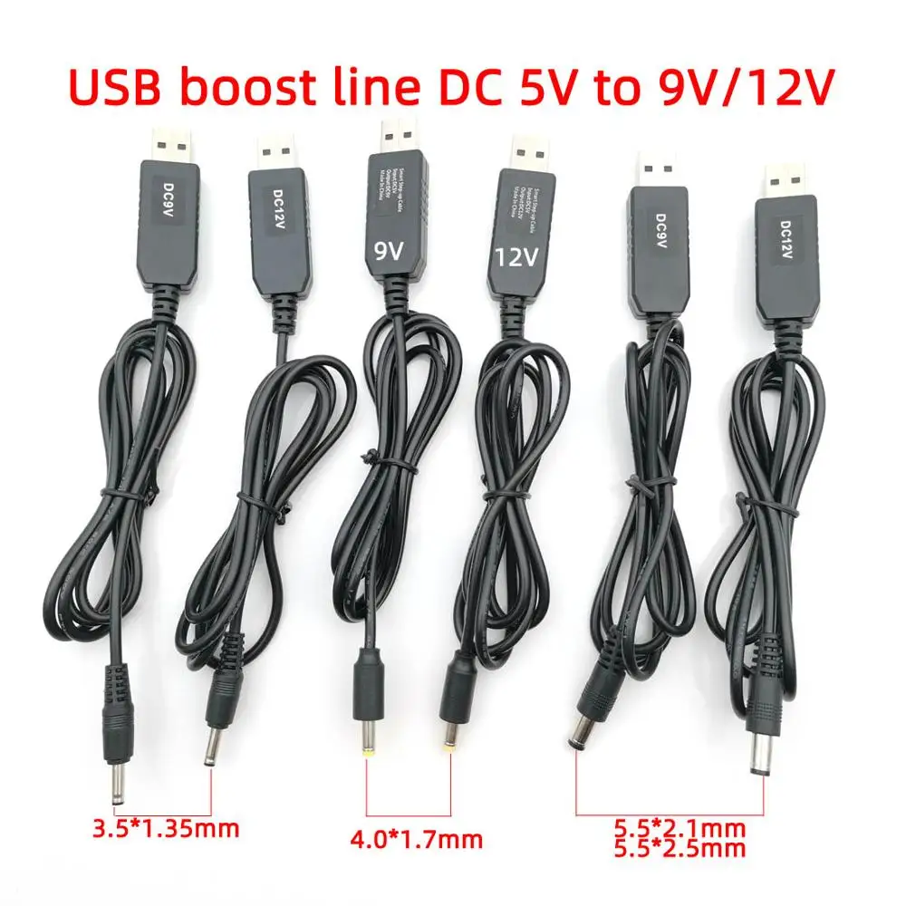 USB силовой повышающий кабель DC 5 В к 9 В/12 Повышающий Модуль конвертер адаптер 3 5*1 35
