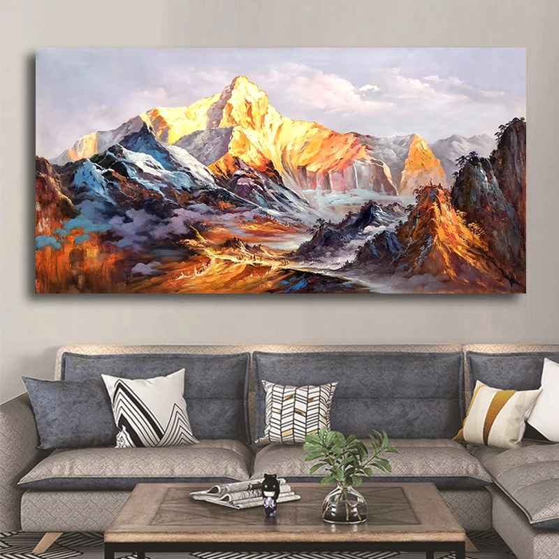 Goedkoop 100% Hand Geschilderd Mountain Landschap Olieverfschilderij Wall Art Frameloze Foto Decoratie Voor Live Kamer Home Decor Gift