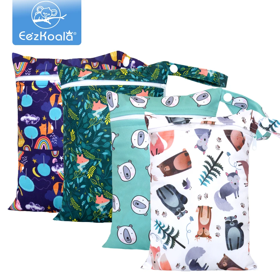 EezKoala-Mini bolsa h&uacute;meda para pa&ntilde;al de tela para beb&eacute;, bolsa para almohadillas menstruales de 18x25cm, impermeable, Reusable y lavable-0