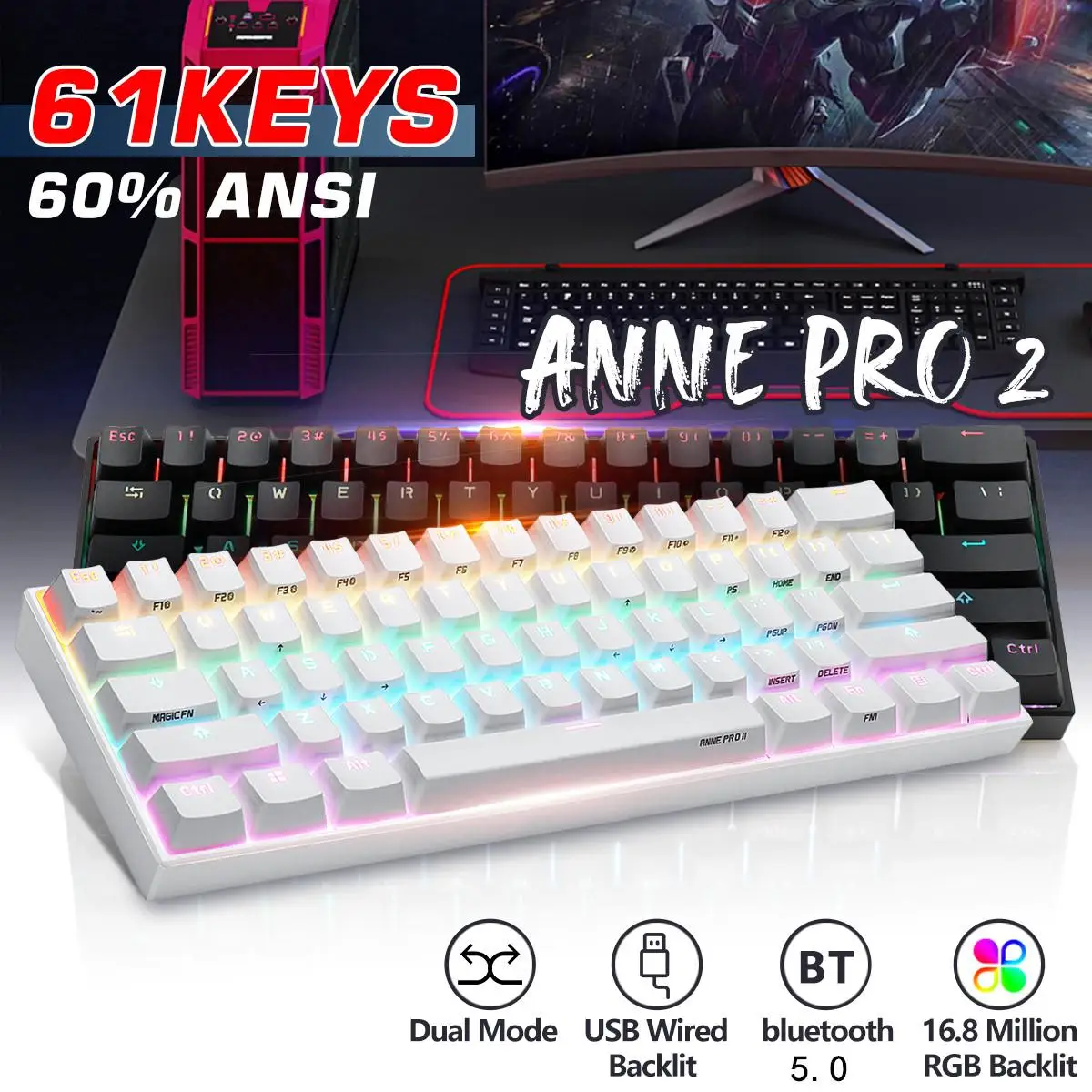     Anne Pro 2 NKRO bluetooth 60% Type-C RGB, Gateron Kailh, , , ,   