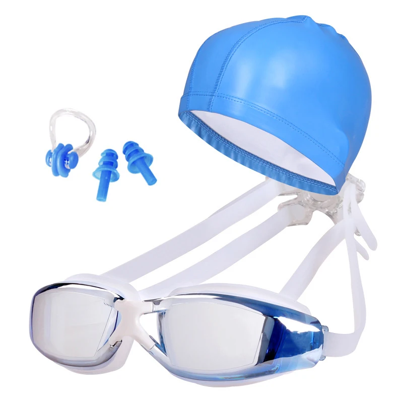 

Waterproof Silicone Anti-Fog Swimming Goggles Adult Swim With Earplug Men Arena Water Swim Eyewear Swimming Three-Piece Suit