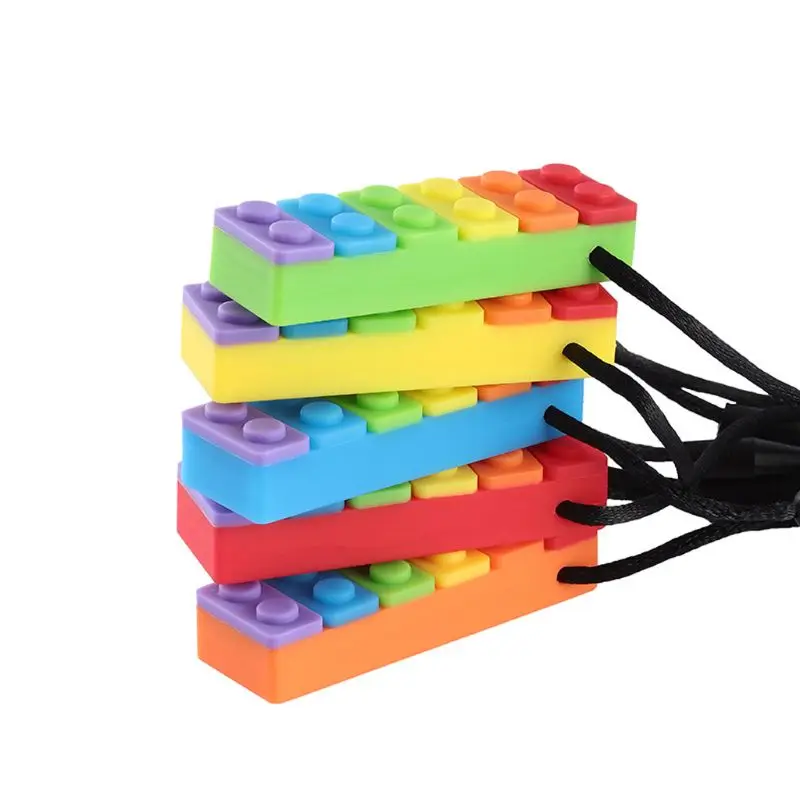 1Pc sensorial Collar para morder de Chewy ni&ntilde;os de silicona morder l&aacute;piz Topper juguete mordedor de silicona mordedor para ni&ntilde;os con autismo-3