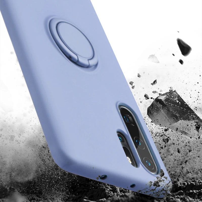 

Finger Ring Liquid Silicone Case For Huawei P40 Pro P30 Pro P20 Pro Mate 40 Pro Mate 30 Pro Case Magnetic Car Holder Stand Cover