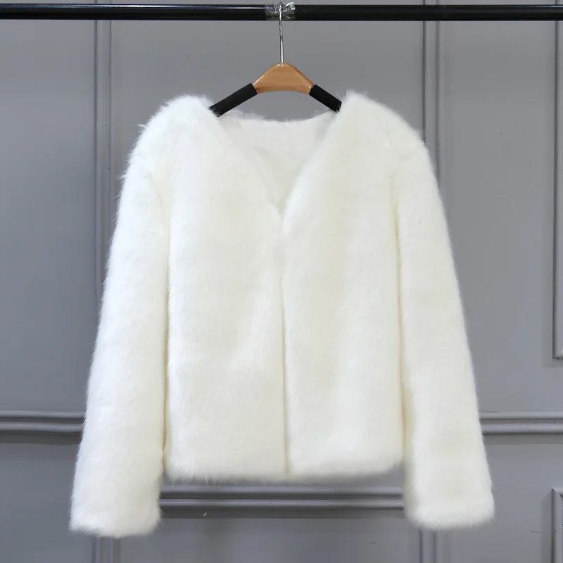 Winter Fur Coat Women's Short Imitation Rabbit Hair Coat Artificial Wool Women