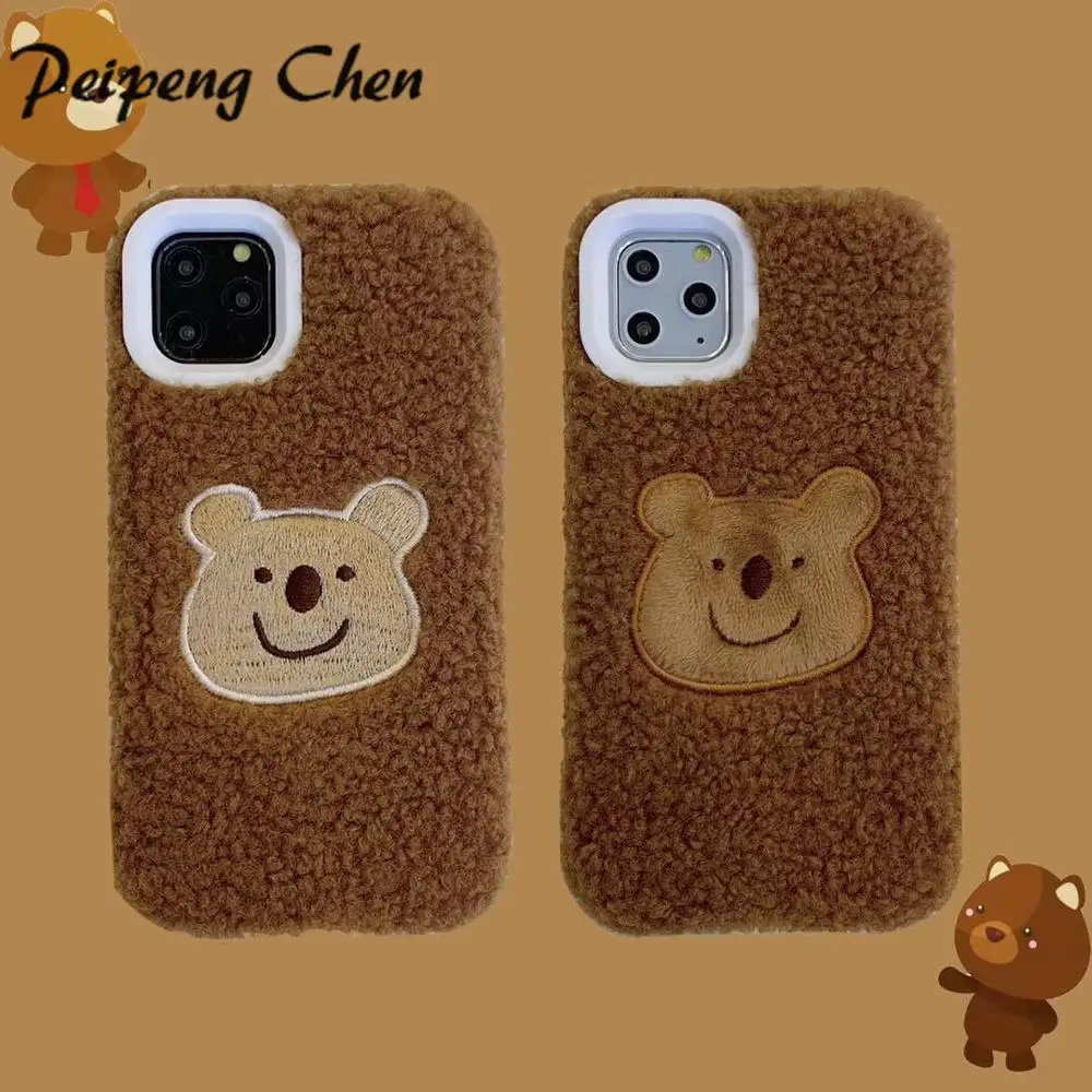 PEIPENG плюшевый теплый чехол для телефона с медведем Apple iphone XS Max XR X 11 Pro 6 6S 7 8 Plus