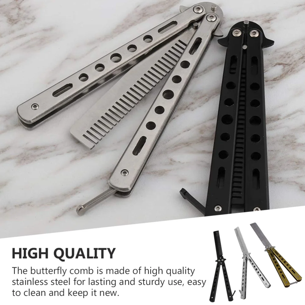 

3pcs Combs Stainless Steel Folding Combs Training Hairdressing Combs