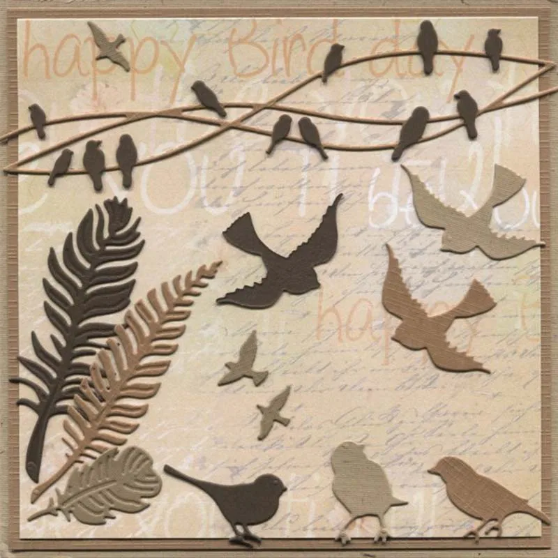 

Bird flock on branch background Cutting Dies for DIY Scrapbooking Album Paper Cards Decorative Craft Embossing Template new 2021