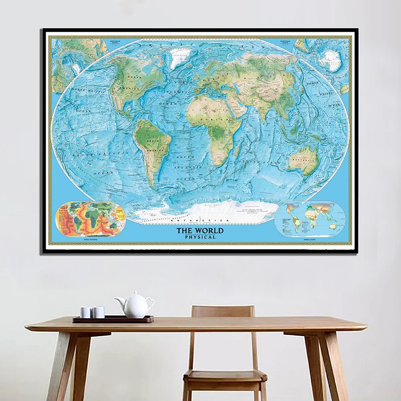 

The World Physical Map With World Tectonics And Climate World Map Canvas Spray Painting For Wall Decor